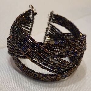 Metallic Beads Cuff Bracelet